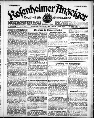 Rosenheimer Anzeiger Sonntag 14. Juni 1925