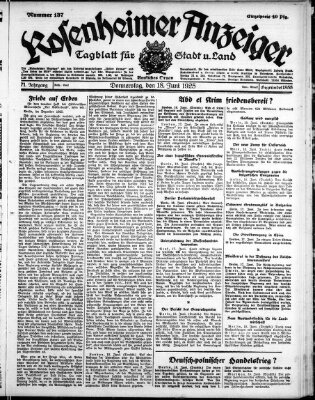 Rosenheimer Anzeiger Donnerstag 18. Juni 1925