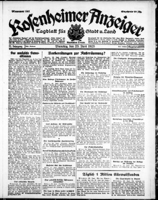 Rosenheimer Anzeiger Dienstag 23. Juni 1925