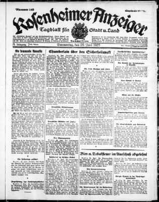 Rosenheimer Anzeiger Donnerstag 25. Juni 1925