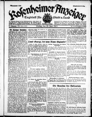 Rosenheimer Anzeiger Freitag 26. Juni 1925