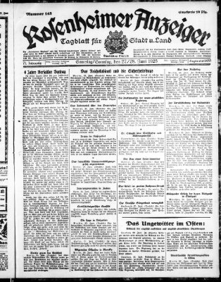 Rosenheimer Anzeiger Sonntag 28. Juni 1925