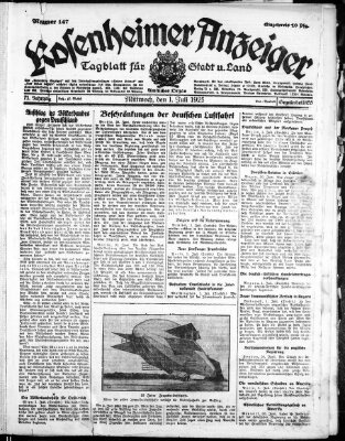 Rosenheimer Anzeiger Mittwoch 1. Juli 1925