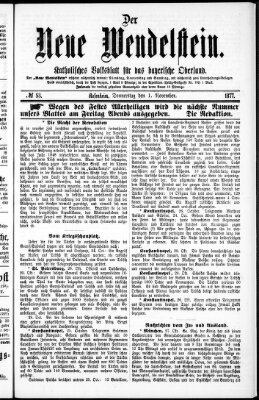 Wendelstein Donnerstag 1. November 1877