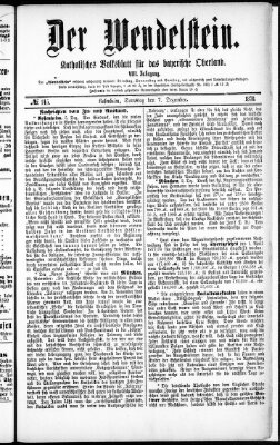 Wendelstein Samstag 7. Dezember 1878