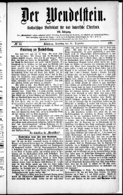 Wendelstein Samstag 21. Dezember 1878