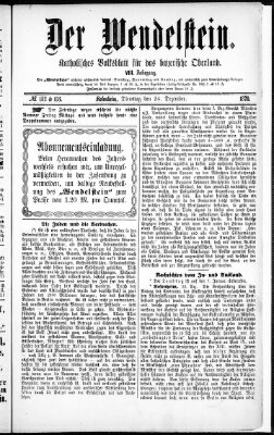 Wendelstein Dienstag 24. Dezember 1878