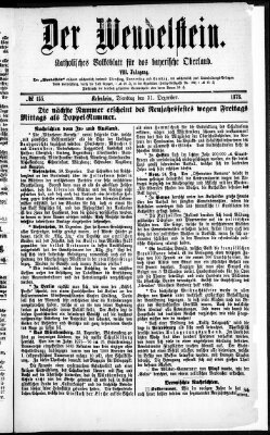 Wendelstein Dienstag 31. Dezember 1878