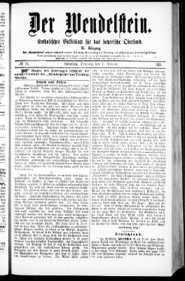 Wendelstein Dienstag 1. Februar 1881