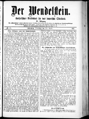 Wendelstein Dienstag 19. April 1881