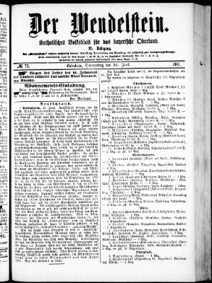 Wendelstein Donnerstag 23. Juni 1881