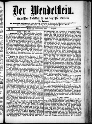 Wendelstein Donnerstag 11. August 1881