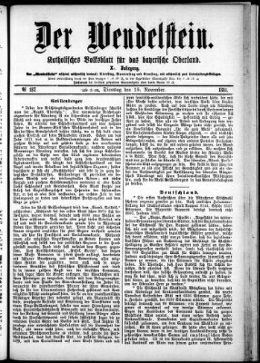 Wendelstein Dienstag 15. November 1881