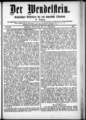 Wendelstein Donnerstag 17. November 1881