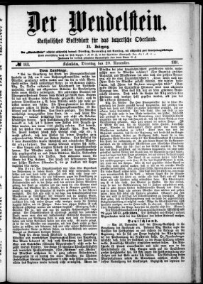 Wendelstein Dienstag 29. November 1881