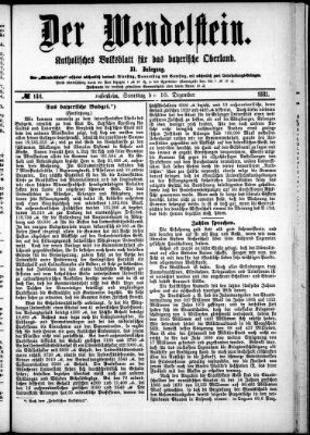 Wendelstein Samstag 10. Dezember 1881