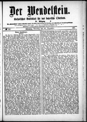 Wendelstein Dienstag 20. Dezember 1881