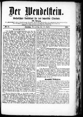 Wendelstein Donnerstag 19. April 1883