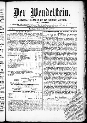 Wendelstein Samstag 23. Februar 1884