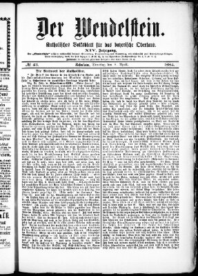 Wendelstein Dienstag 8. April 1884