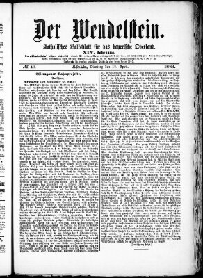 Wendelstein Dienstag 15. April 1884