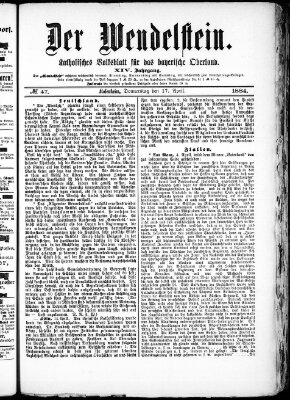 Wendelstein Donnerstag 17. April 1884