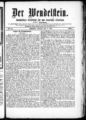 Wendelstein Samstag 3. Mai 1884