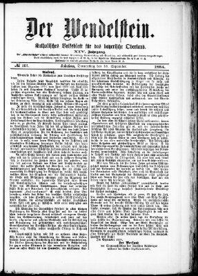 Wendelstein Donnerstag 18. September 1884