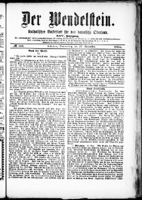 Wendelstein Donnerstag 27. November 1884