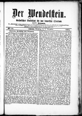 Wendelstein Dienstag 2. Dezember 1884