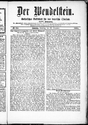 Wendelstein Dienstag 23. Dezember 1884