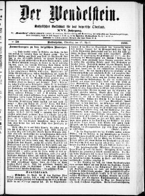 Wendelstein Dienstag 27. April 1886