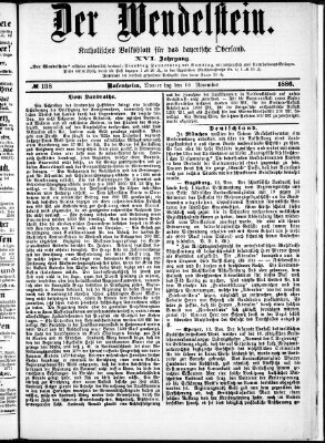 Wendelstein Donnerstag 18. November 1886