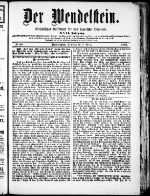 Wendelstein Samstag 2. April 1887