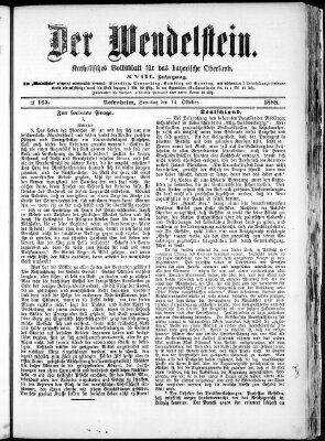 Wendelstein Sonntag 14. Oktober 1888