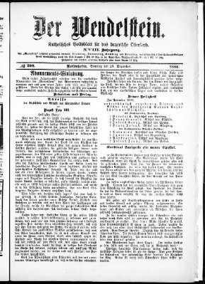 Wendelstein Samstag 29. Dezember 1888