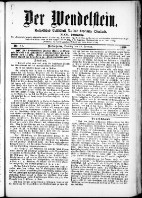 Wendelstein Samstag 23. Februar 1889