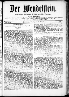 Wendelstein Dienstag 27. August 1889