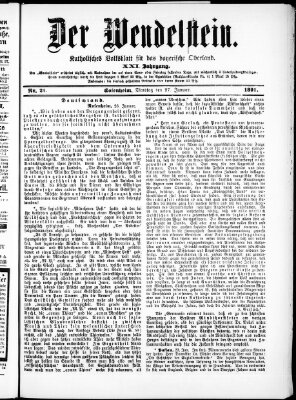 Wendelstein Dienstag 27. Januar 1891