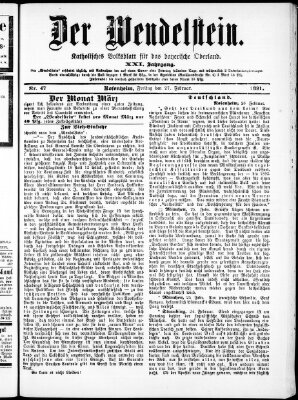 Wendelstein Freitag 27. Februar 1891