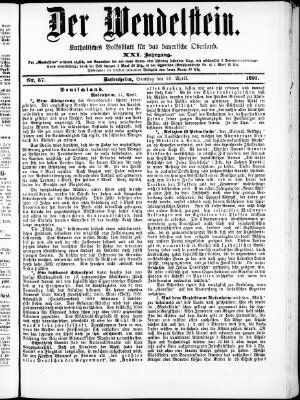 Wendelstein Samstag 18. April 1891