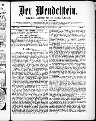 Wendelstein Dienstag 23. Juni 1891