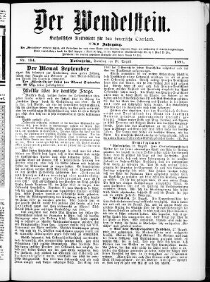 Wendelstein Samstag 29. August 1891