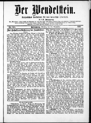 Wendelstein Dienstag 24. November 1891