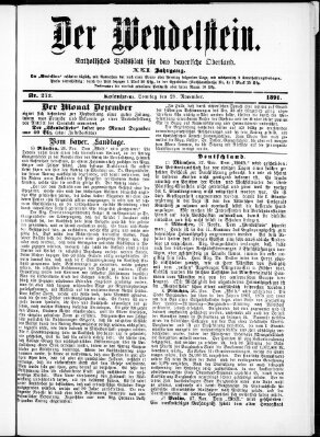 Wendelstein Sonntag 29. November 1891