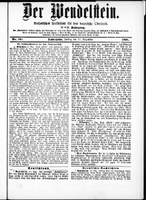 Wendelstein Freitag 11. Dezember 1891