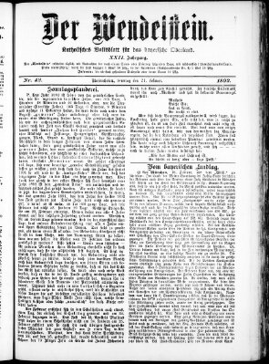 Wendelstein Sonntag 21. Februar 1892