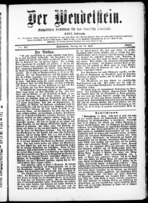 Wendelstein Samstag 16. April 1892