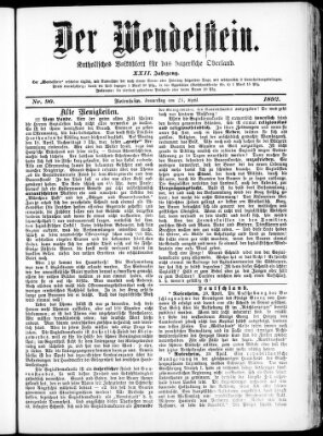 Wendelstein Donnerstag 21. April 1892