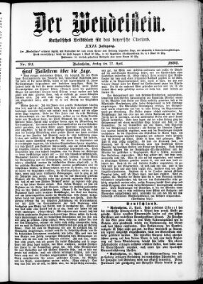 Wendelstein Freitag 22. April 1892